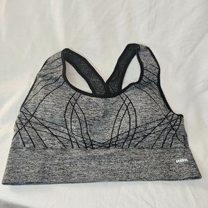 RBX Racerback Sports Bra Women's Large Gray Nylon Poly Spandex Lightly Padded